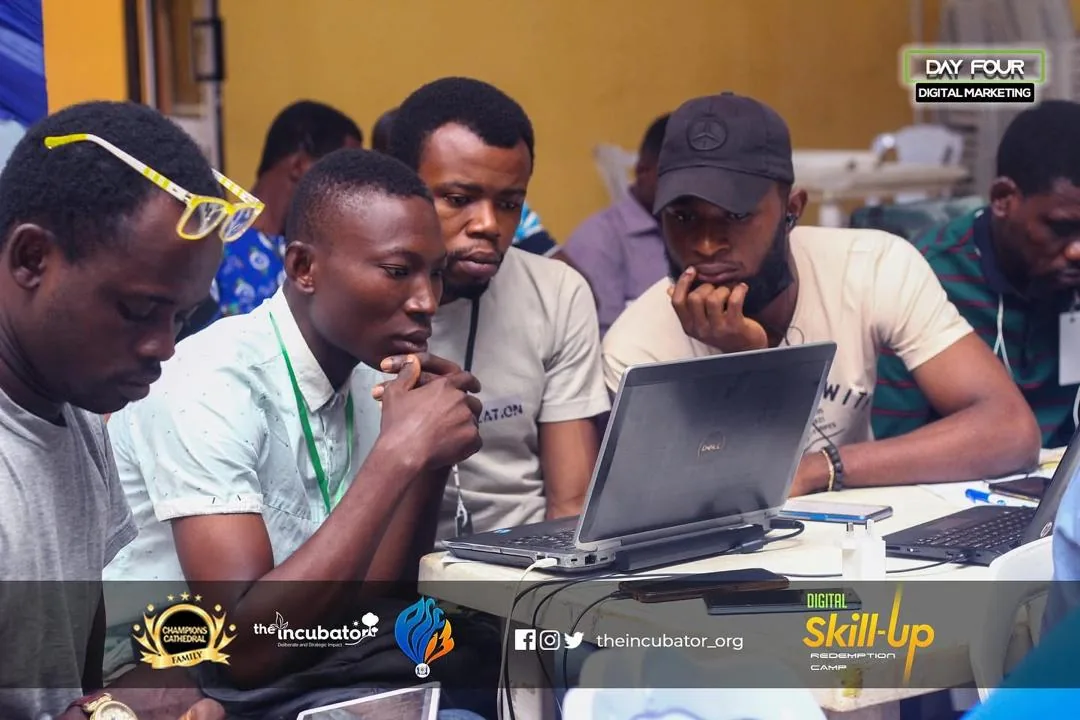 Learners collaborating during a Skill Up digital training session