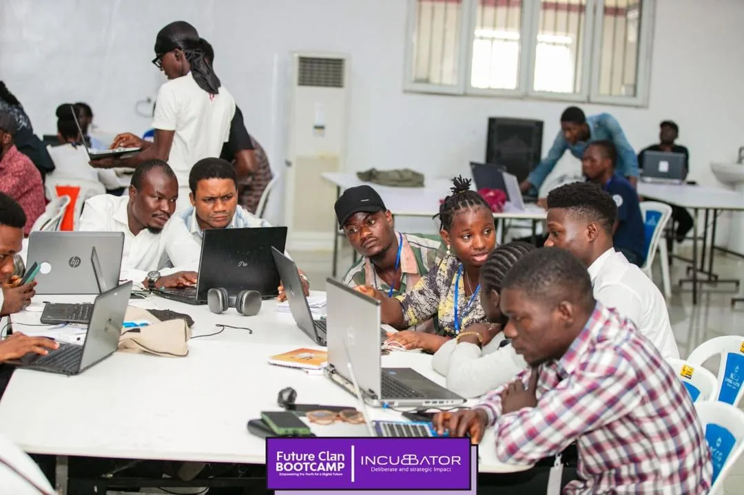 Learners practicing digital skills in a guided class