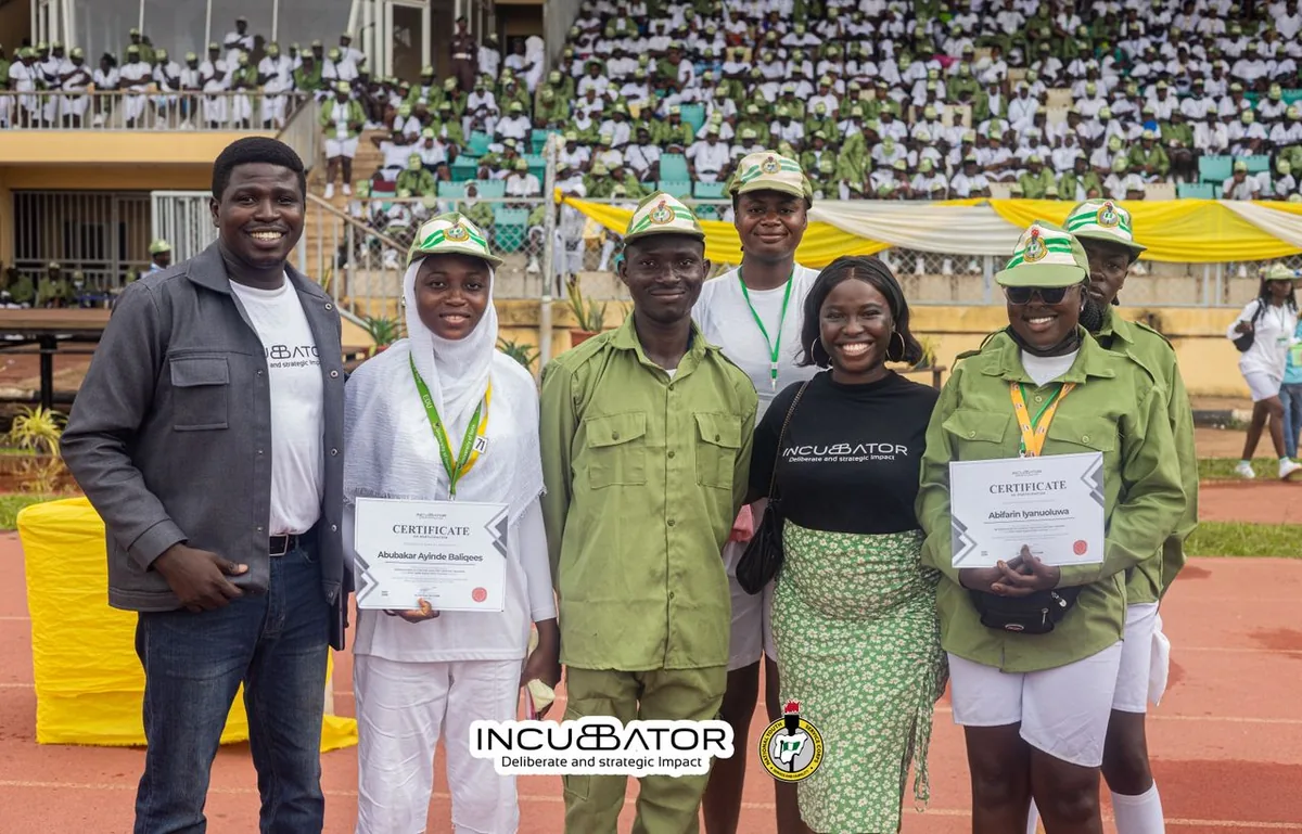 NYSC corps members receiving recognition during SAED training