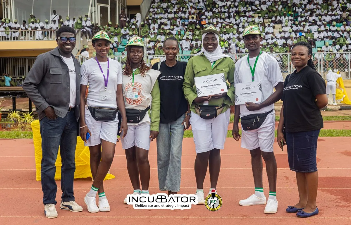 NYSC corps members and Incubator Hub facilitators after a SAED session